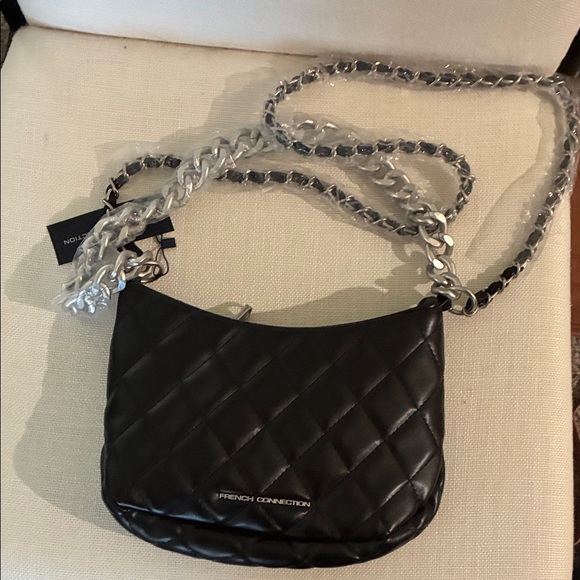 French connection black quilted cross body bag - Picture 1 of 2